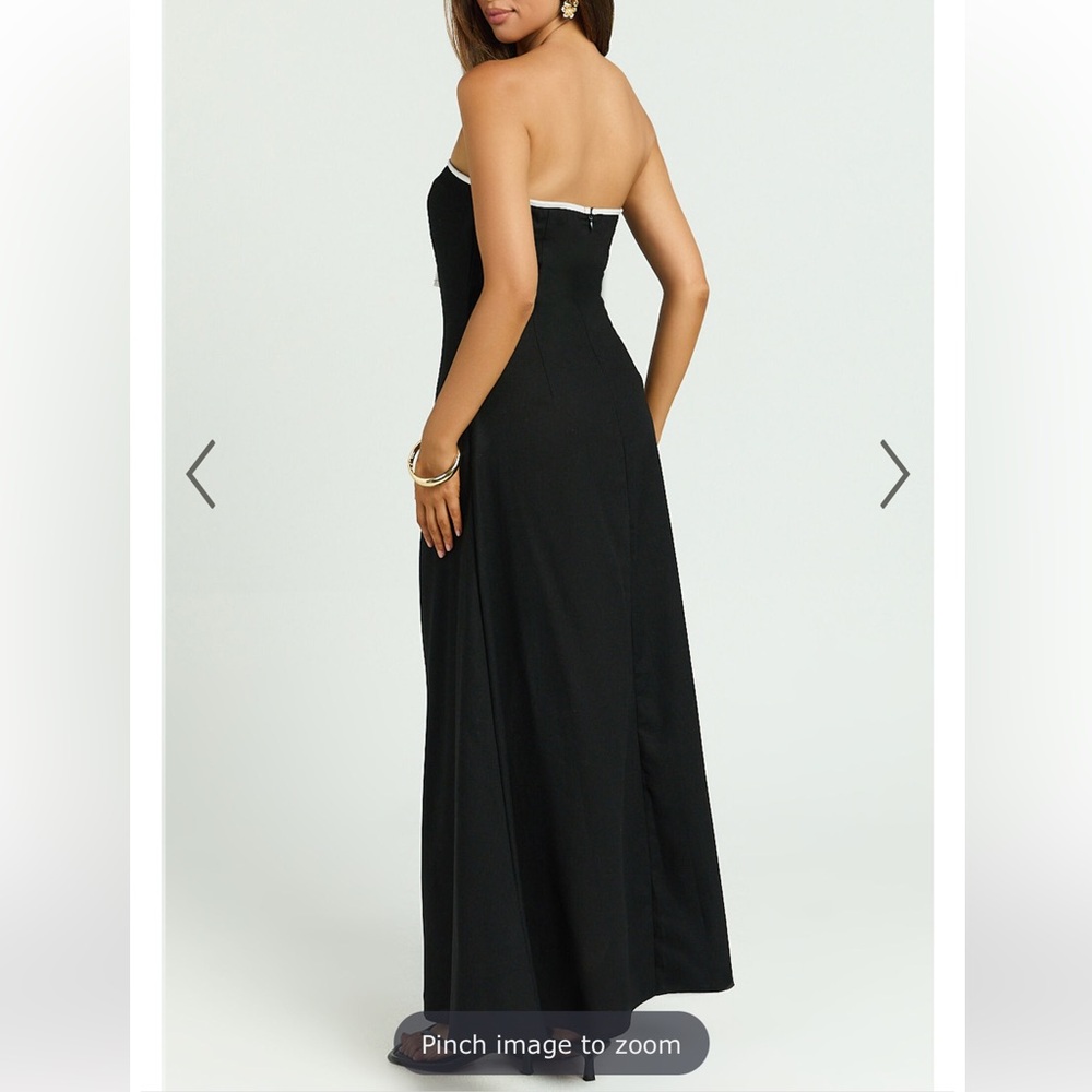 Showpo Black and White Strapless Tie Front Dress Maxi - Picture 2 of 6